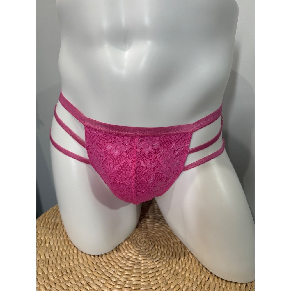 Cosabella Never Say Never Floral Lace Strappy Thong Pink Luxury Lingerie M - Picture 7 of 16